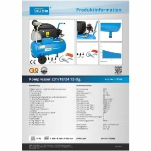 Güde Kompressor Kolbenkompressor 24l 10 Bar Druckluftkompressor 230V 12-tlg. 15