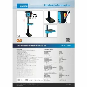 Güde Säulenbohrmaschine Bohrmaschine Ständerbohrmaschine GSB 25 9