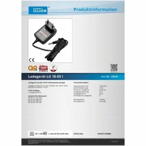 Güde Ladegerät LG 18-05 I Ladekabel Für Diverse Akkuwerkzeuge 0,5 A 18 V 9