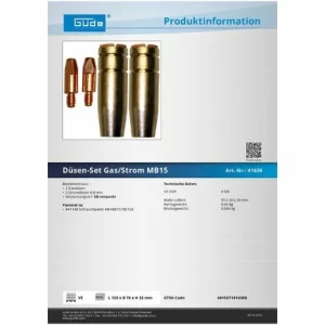 Güde Düsensatz Für Gas & Strom MB 15 SB Stromdüse Gasdüse Düsen Schweißzubehör 6