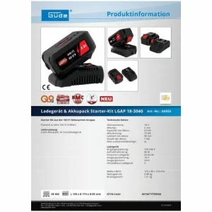 Güde Ladegerät Mit Akkupack Starter-Kit LGAP 18-3040 Akku Lade Kombi Ladestation 15