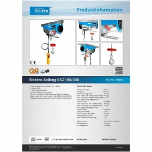 Güde Seil-Hebel-Zug GSZ 100/200 Seilwinde + Schwenkarm/Träger 1200 100-600kg 11