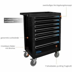 Güde Werkzeugwagen Werkstattwagen GW7 Black Line 165-tlg. Bestückt Rollwagen 9