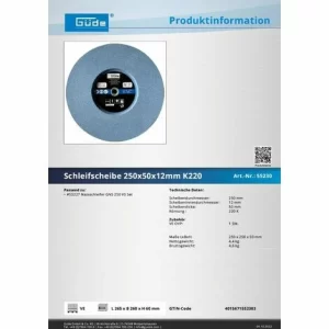 Güde Schleifscheibe Schleifpapier K 220 250x50x12mm 6